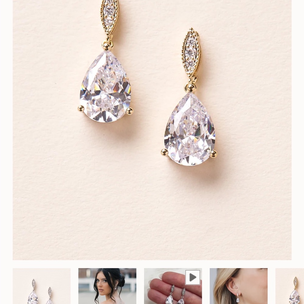 Gold and Silver Teardrop Crystal Earrings